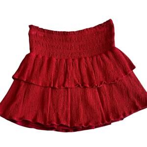 ALTAR'D STATE Girls Maroon Tiered Smock Skirt Small NWOT